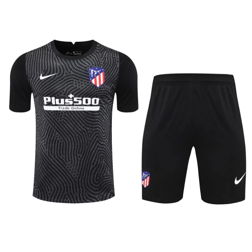 Atlético De Madrid Men Goalkeeper Short  Sleeves Football Kit Black