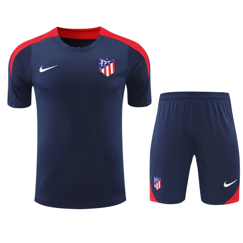 Atlético De Madrid Men Short Sleeves Football Kit Dark Blue 2024-25