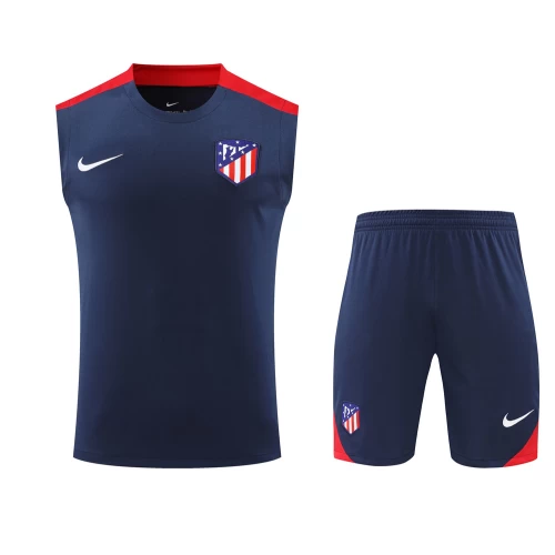 Atlético De Madrid Men Sleeveless Football Kit Dark Blue 2024-25