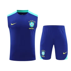 Brazil National Football Team Men Sleeveless Football Kit Blue 2024-25