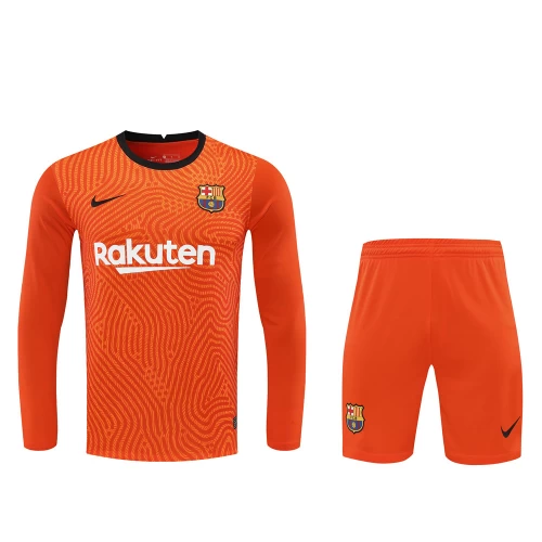 FC Barcelona Men Goalkeeper Long Sleeves Football Kit Orange