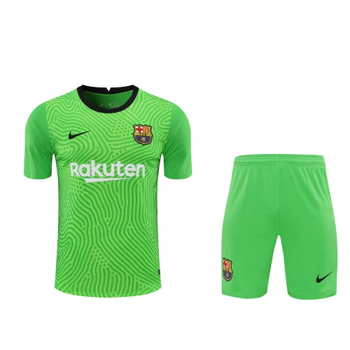 FC Barcelona Men Goalkeeper Short Sleeves Football Kit Green