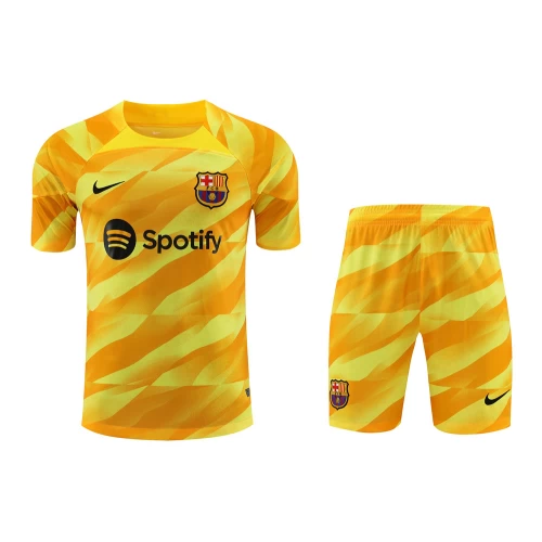 FC Barcelona Men Goalkeeper Short Sleeves Football Kit Yellow 2024