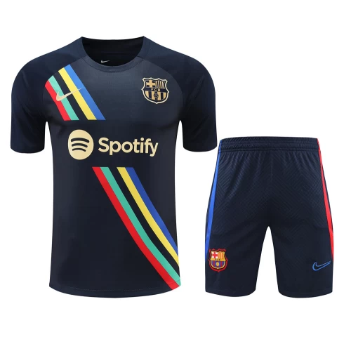 FC Barcelona Men Short Sleeve Football Training Kit Black 2023