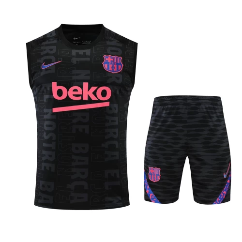 FC Barcelona Men Vest Sleeveless Football Kit Black 2023