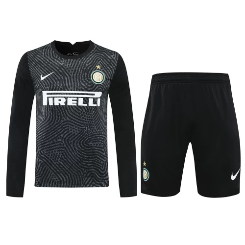 Football Club Internazionale Milano Men Goalkeeper Long Sleeves Football Kit Black