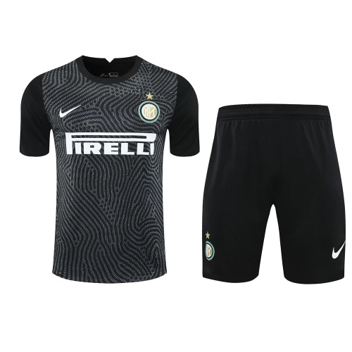 Football Club Internazionale Milano Men Goalkeeper Short Sleeves Football Kit Black