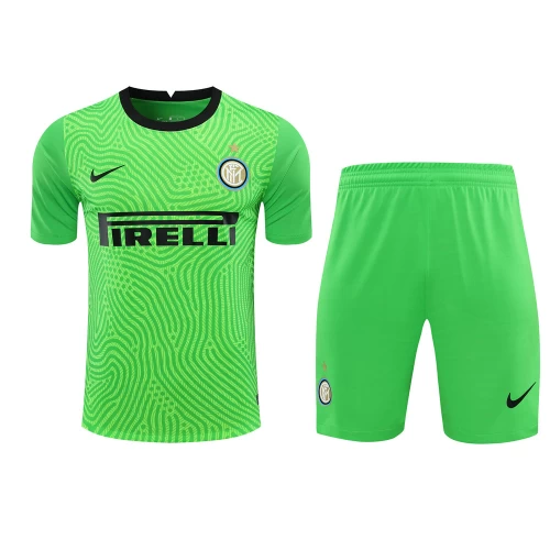 Football Club Internazionale Milano Men Goalkeeper Short Sleeves Football Kit Green