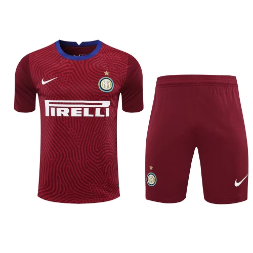 Football Club Internazionale Milano Men Goalkeeper Short Sleeves Football Kit Wine Red