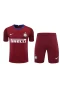 Football Club Internazionale Milano Men Goalkeeper Short Sleeves Football Kit Wine Red