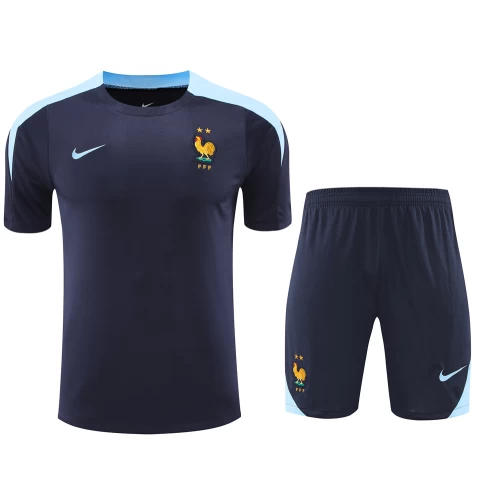 France National Football Team Men Short Sleeves Football Kit Dark Blue 2024-25