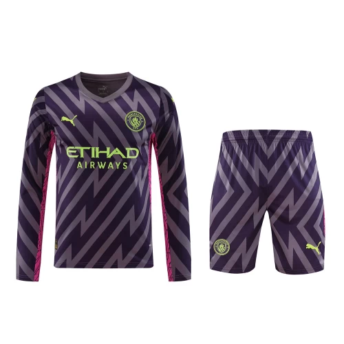 Manchester City FC Men Goalkeeper Long Sleeves Football Kit Purple