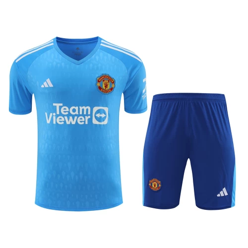 Manchester United FC Men Goalkeeper Short Sleeves Football Kit Blue 2024