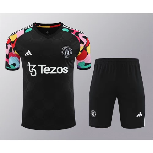 Manchester United FC Men Short Sleeves Football Kit Black 2024