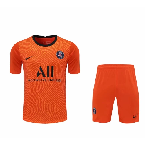 Paris Saint Germain FC Men Goalkeeper Short Sleeves Football Kit Orange