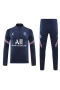 Paris Saint Germain FC Men Long Sleeves Half Zip Football Kit Dark Blue