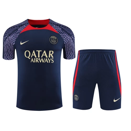 Paris Saint Germain FC Men Short Sleeves Football Kit Dark Blue 2024