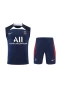 Paris Saint Germain FC Men Singlet Sleeveless Football Training Kit Dark Blue