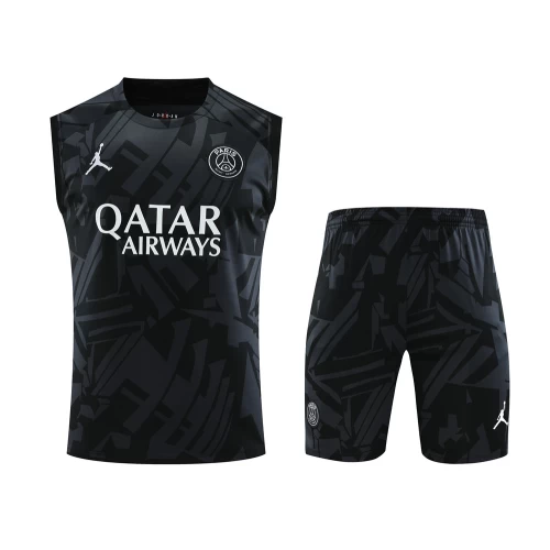 Paris Saint Germain FC Men Vest Sleeveless Football Kit Black 2024