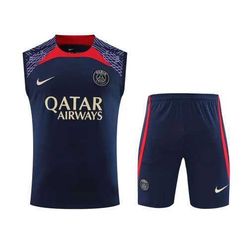 Paris Saint Germain FC Men Vest Sleeveless Football Kit Dark Blue