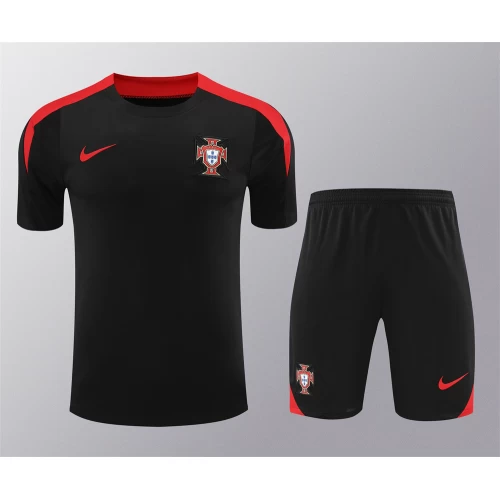 Portugal National Football Team Men Short Sleeve Football Kit Black 2024-25