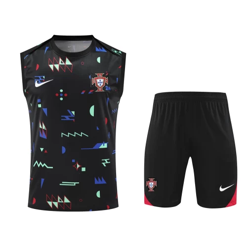 Portugal National Football Team Men Sleeveless Football Kit Black 2024-25