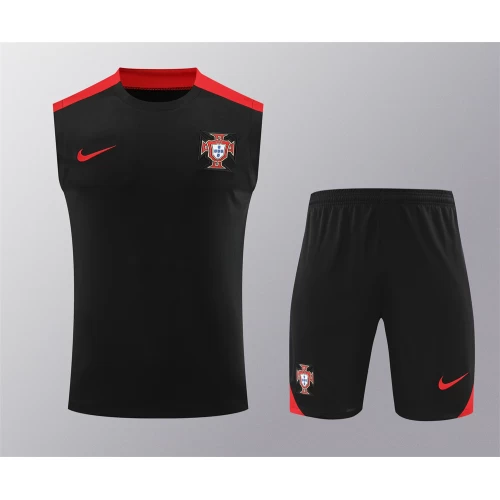 Portugal National Football Team Men Vest Football Kit Black 2024-25