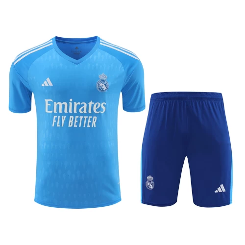 Real Madrid CF Men Goalkeeper Short Sleeves Football Kit Blue