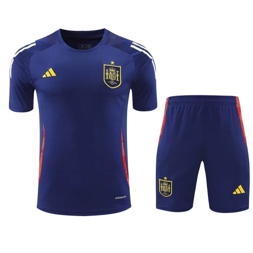 Spain National Football Team Men Short Sleeves Football Kit Dark Blue 2024-25