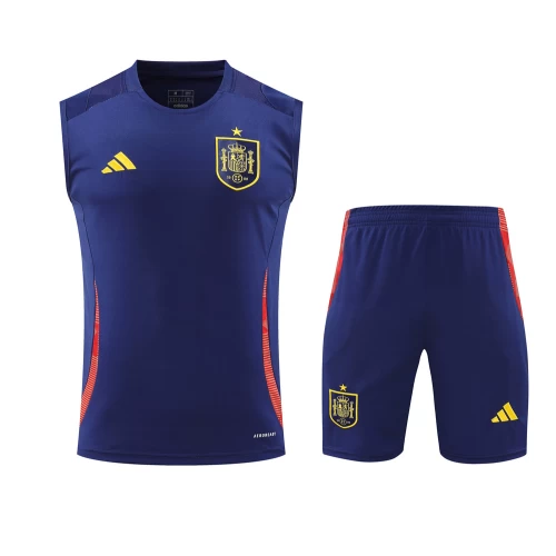 Spain National Football Team Men Sleeveless Football Kit Dark Blue 2024-25